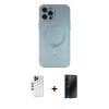MARSİLYAN™- iPhone 12 Pro Max Kılıf Akış Minimal Özel Seri - Siyah 3D Antistatik Hayalet Cam Ekran Koruyucu + Gold Shine Kamera Lens
