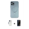 MARSİLYAN™- iPhone 12 Pro Max Kılıf Akış Minimal Özel Seri - Siyah 3D Antistatik Hayalet Cam Ekran Koruyucu + Shine Kamera Lens - LT