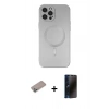 MARSİLYAN™- iPhone 12 Pro Max Kılıf Akış Minimal Özel Seri - Siyah 3D Antistatik Hayalet Cam Ekran Koruyucu + Shine Kamera Lens Koruma Cam - SABE