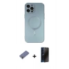 MARSİLYAN™- iPhone 12 Pro Max Kılıf Akış Minimal Özel Seri - Siyah 3D Antistatik Hayalet Cam Ekran Koruyucu + Metal Kamera Lens Koruma Cam - GD
