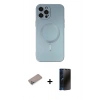 MARSİLYAN™- iPhone 12 Pro Max Kılıf Akış Minimal Özel Seri - Siyah 3D Antistatik Hayalet Cam Ekran Koruyucu + Shine Kamera Lens Koruma Cam - SABE