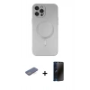 MARSİLYAN™- iPhone 12 Pro Max Kılıf Akış Minimal Özel Seri - Siyah 3D Antistatik Hayalet Cam Ekran Koruyucu + Mavi Renkli Kamera Lens Koruma Cam