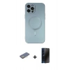 MARSİLYAN™- iPhone 12 Pro Max Kılıf Akış Minimal Özel Seri - Siyah 3D Antistatik Hayalet Cam Ekran Koruyucu + Sarı Renkli Kamera Lens Koruma Cam
