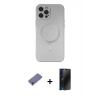 MARSİLYAN™- iPhone 12 Pro Max Kılıf Akış Minimal Özel Seri - Siyah 3D Antistatik Hayalet Cam Ekran Koruyucu + Metal Kamera Lens Koruma Cam - GD