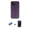 MARSİLYAN™- iPhone 12 Pro Max Kılıf Akış Minimal Özel Seri - Siyah 3D Antistatik Hayalet Cam Ekran Koruyucu + Shine Kamera Lens Koruma Cam - GD