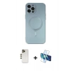 MARSİLYAN™- iPhone 12 Pro Max Kılıf Akış Minimal Özel Seri - Siyah 3D Antistatik Seramik Nano Ekran Koruyucu + Shine Kamera Lens - GD