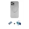 MARSİLYAN™- iPhone 12 Pro Max Kılıf Akış Minimal Özel Seri - Siyah 3D Antistatik Seramik Nano Ekran Koruyucu + Shine Kamera Lens Koruma Cam - PE