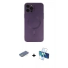 MARSİLYAN™- iPhone 12 Pro Max Kılıf Akış Minimal Özel Seri - Siyah 3D Antistatik Seramik Nano Ekran Koruyucu + Renkli Kamera Lens Koruma Cam - YL