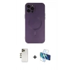 MARSİLYAN™- iPhone 12 Pro Max Kılıf Akış Minimal Özel Seri - Siyah 3D Antistatik Seramik Nano Ekran Koruyucu + Shine Kamera Lens - GD