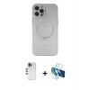 MARSİLYAN™- iPhone 12 Pro Max Kılıf Akış Minimal Özel Seri - Siyah 3D Antistatik Seramik Nano Ekran Koruyucu + Shine Kamera Lens - GD