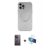 MARSİLYAN™- iPhone 12 Pro Max Kılıf Akış Minimal Özel Seri - Siyah 3D Antistatik Seramik Nano Ekran Koruyucu + Neon Fosforlu Kamera Lens - SI