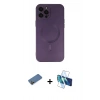 MARSİLYAN™- iPhone 12 Pro Max Kılıf Akış Minimal Özel Seri - Siyah 3D Antistatik Seramik Nano Ekran Koruyucu + Shine Kamera Lens Koruma Cam - GD