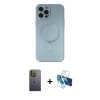 MARSİLYAN™- iPhone 12 Pro Max Kılıf Akış Minimal Özel Seri - Siyah 3D Antistatik Seramik Nano Ekran Koruyucu + Neon Fosforlu Kamera Lens - YL