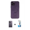 MARSİLYAN™- iPhone 12 Pro Max Kılıf Akış Minimal Özel Seri - Siyah 5D Eko Cam Ekran Koruyucu + Neon Fosforlu Kamera Lens - BZ