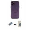 MARSİLYAN™- iPhone 12 Pro Max Kılıf Akış Minimal Özel Seri - Siyah 6D Mat Seramik Hayalet Nano Ekran Koruyucu + Metal Kamera Lens Koruma Cam - KI