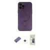 MARSİLYAN™- iPhone 12 Pro Max Kılıf Akış Minimal Özel Seri - Siyah 6D Mat Seramik Hayalet Nano Ekran Koruyucu + Metal Kamera Lens Koruma Cam - GD