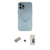 MARSİLYAN™- iPhone 12 Pro Max Kılıf Akış Minimal Özel Seri - Siyah 6D Mat Seramik Hayalet Nano Ekran Koruyucu + Sierra Blue Shine Kamera Lens Koruma Cam