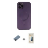 MARSİLYAN™- iPhone 12 Pro Max Kılıf Akış Minimal Özel Seri - Siyah 6D Mat Seramik Hayalet Nano Ekran Koruyucu + Siyah Shine Kamera Lens Koruma Cam