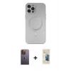 MARSİLYAN™- iPhone 12 Pro Max Kılıf Akış Minimal Özel Seri - Siyah 6D Mat Seramik Hayalet Nano Ekran Koruyucu + Neon Fosforlu Kamera Lens - SI