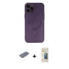 MARSİLYAN™- iPhone 12 Pro Max Kılıf Akış Minimal Özel Seri - Siyah 6D Mat Seramik Hayalet Nano Ekran Koruyucu + Renkli Kamera Lens Koruma Cam - PE
