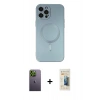 MARSİLYAN™- iPhone 12 Pro Max Kılıf Akış Minimal Özel Seri - Siyah 6D Mat Seramik Hayalet Nano Ekran Koruyucu + Neon Fosforlu Kamera Lens - YL
