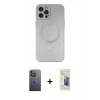 MARSİLYAN™- iPhone 12 Pro Max Kılıf Akış Minimal Özel Seri - Siyah 6D Mat Seramik Hayalet Nano Ekran Koruyucu + Neon Fosforlu Kamera Lens - YL