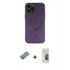 MARSİLYAN™- iPhone 12 Pro Max Kılıf Akış Minimal Özel Seri - Siyah 6D Mat Seramik Hayalet Nano Ekran Koruyucu + Gökkuşağı Shine Kamera Lens Koruma Cam