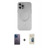 MARSİLYAN™- iPhone 12 Pro Max Kılıf Akış Minimal Özel Seri - Siyah 6D Mat Seramik Hayalet Nano Ekran Koruyucu + Neon Fosforlu Kamera Lens - MI