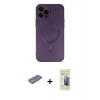 MARSİLYAN™- iPhone 12 Pro Max Kılıf Akış Minimal Özel Seri - Siyah 6D Mat Seramik Hayalet Nano Ekran Koruyucu + Renkli Kamera Lens Koruma Cam - SI