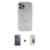 MARSİLYAN™- iPhone 12 Pro Max Kılıf Akış Minimal Özel Seri - Siyah 6D Mat Seramik Hayalet Nano Ekran Koruyucu + Neon Fosforlu Kamera Lens - BZ