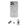 MARSİLYAN™- iPhone 12 Pro Max Kılıf Akış Minimal Özel Seri - Siyah Bilvis Hayalet Cam Ekran Koruyucu + Metal Kamera Lens Koruma Cam - GD