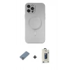 MARSİLYAN™- iPhone 12 Pro Max Kılıf Akış Minimal Özel Seri - Siyah Bilvis Hayalet Cam Ekran Koruyucu + Gümüş Metal Kamera Lens Koruma Cam