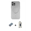 MARSİLYAN™- iPhone 12 Pro Max Kılıf Akış Minimal Özel Seri - Siyah Bilvis Hayalet Cam Ekran Koruyucu + Metal Kamera Lens Koruma Cam - KI