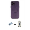 MARSİLYAN™- iPhone 12 Pro Max Kılıf Akış Minimal Özel Seri - Siyah Bilvis Hayalet Cam Ekran Koruyucu + Shine Kamera Lens Koruma Cam - MI