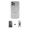 MARSİLYAN™- iPhone 12 Pro Max Kılıf Akış Minimal Özel Seri - Siyah Bilvis Hayalet Cam Ekran Koruyucu + Neon Fosforlu Kamera Lens - BZ