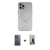 MARSİLYAN™- iPhone 12 Pro Max Kılıf Akış Minimal Özel Seri - Siyah Bilvis Hayalet Cam Ekran Koruyucu + Neon Fosforlu Kamera Lens - BZ