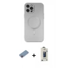MARSİLYAN™- iPhone 12 Pro Max Kılıf Akış Minimal Özel Seri - Siyah Bilvis Hayalet Cam Ekran Koruyucu + Pembe Shine Kamera Lens Koruma Cam