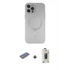 MARSİLYAN™- iPhone 12 Pro Max Kılıf Akış Minimal Özel Seri - Siyah Bilvis Hayalet Cam Ekran Koruyucu + Pembe Renkli Kamera Lens Koruma Cam