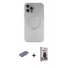 MARSİLYAN™- iPhone 12 Pro Max Kılıf Akış Minimal Özel Seri - Siyah Bilvis Hayalet Cam Ekran Koruyucu + Renkli Kamera Lens Koruma Cam - TU