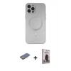 MARSİLYAN™- iPhone 12 Pro Max Kılıf Akış Minimal Özel Seri - Siyah Bilvis Hayalet Cam Ekran Koruyucu + Renkli Kamera Lens Koruma Cam - PE