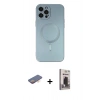 MARSİLYAN™- iPhone 12 Pro Max Kılıf Akış Minimal Özel Seri - Siyah Bilvis Hayalet Cam Ekran Koruyucu + Renkli Kamera Lens Koruma Cam - TU