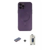 MARSİLYAN™- iPhone 12 Pro Max Kılıf Akış Minimal Özel Seri - Siyah Bilvis Hayalet Cam Ekran Koruyucu + Renkli Kamera Lens Koruma Cam - TU