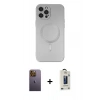 MARSİLYAN™- iPhone 12 Pro Max Kılıf Akış Minimal Özel Seri - Siyah Bilvis Hayalet Cam Ekran Koruyucu + Neon Fosforlu Kamera Lens - SI