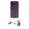 MARSİLYAN™- iPhone 12 Pro Max Kılıf Akış Minimal Özel Seri - Siyah Bilvis Hayalet Cam Ekran Koruyucu + Sarı Renkli Kamera Lens Koruma Cam