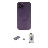 MARSİLYAN™- iPhone 12 Pro Max Kılıf Akış Minimal Özel Seri - Siyah Bilvis Hayalet Cam Ekran Koruyucu + Renkli Kamera Lens Koruma Cam - SI
