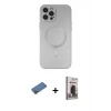 MARSİLYAN™- iPhone 12 Pro Max Kılıf Akış Minimal Özel Seri - Siyah Bilvis Hayalet Cam Ekran Koruyucu + Shine Kamera Lens Koruma Cam - GD