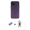 MARSİLYAN™- iPhone 12 Pro Max Kılıf Akış Minimal Özel Seri - Siyah Bilvis Hayalet Cam Ekran Koruyucu + Shine Kamera Lens Koruma Cam - GS