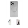 MARSİLYAN™- iPhone 12 Pro Max Kılıf Akış Minimal Özel Seri - Siyah Bilvis Hayalet Cam Ekran Koruyucu + Shine Kamera Lens - LT