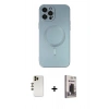 MARSİLYAN™- iPhone 12 Pro Max Kılıf Akış Minimal Özel Seri - Siyah Bilvis Hayalet Cam Ekran Koruyucu + Shine Kamera Lens - GD