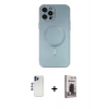 MARSİLYAN™- iPhone 12 Pro Max Kılıf Akış Minimal Özel Seri - Siyah Bilvis Hayalet Cam Ekran Koruyucu + Shine Kamera Lens - LT